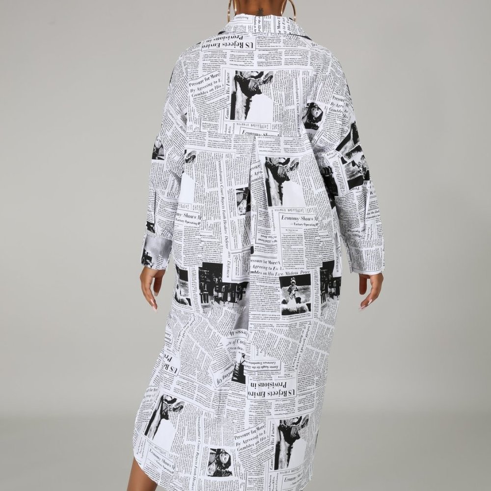 News Print Tunic Dress - Picture 5 of 5
